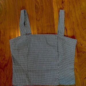Cupcakes & Cashmere Gingham Plaid Black and White Crop Top